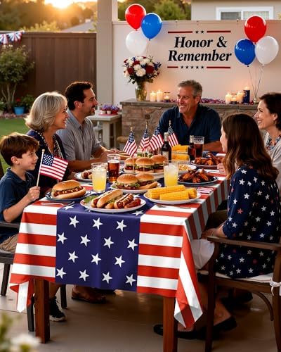 Pureegg 4th July Plastic Table Cloth Disposable 8 Pack 54 x 108 Inch