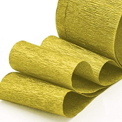 8 Rolls Gold Crepe Paper Streamers, Wedding Birthday Baby Shower New Year Party Decoration, Graduation, Christmas, Rainbow DIY Supplies, Living Room Bedroom Decor