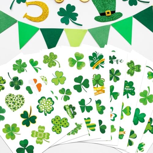 309 PCS St. Patrick's Day Stickers - 24 Sheets Lucky Shamrock Stickers