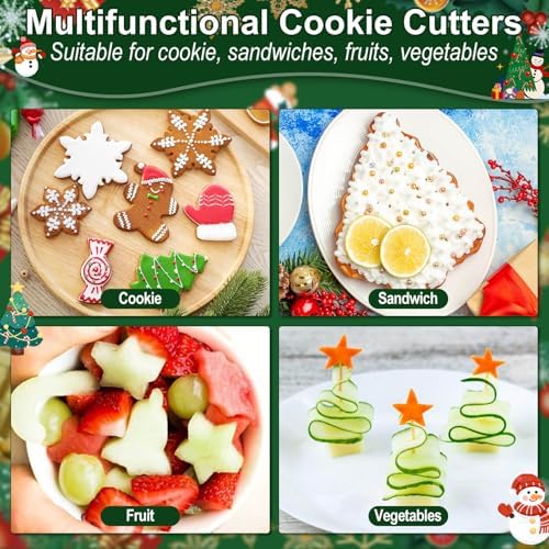 Lezmarket 24Pcs Christmas Cookie Cutters Set, Stainless Steel Metal Winter Holiday Cookie Cutter Christmas Shapes - Snowman, Christmas Tree, Gingerbread, Snowflake, Angel, Bells, Santa Claus, Candy