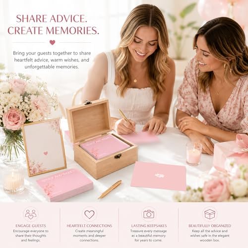 60pcs Pink Eucalyptus Advice and Wishes Cards, 5.7"x3.8" Wedding Advice Cards for Bridal Shower, 250gsm Thick Paper Wedding Guest Book Alternative, Perfect for New Mr & Mrs, Engagement, Party Favors