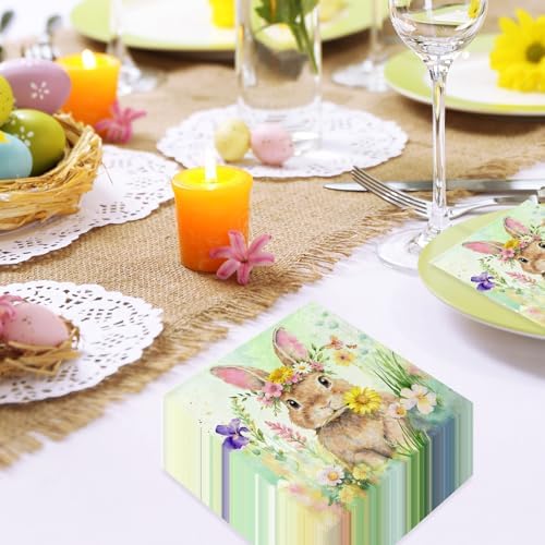 50Pcs Easter Paper Napkins - 2Ply, 6.5 x 6.5 In
