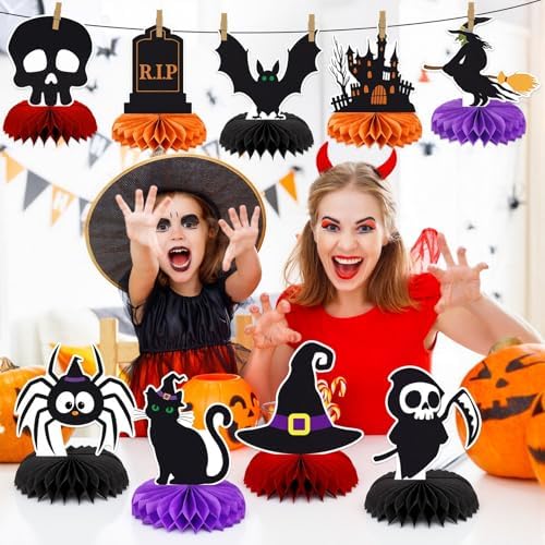 Halloween Table Decorations, 10Pcs Spooky Honeycomb Centerpieces