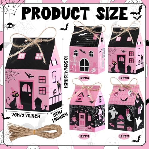 Zhanmai 48 Pcs Pink Halloween Treat Boxes Candy Containers