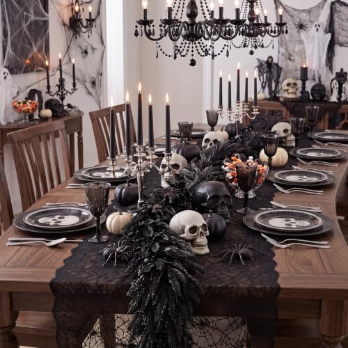 XunYee 6 ft Halloween Black Garland Artificial Norfolk Pine Garland Decor