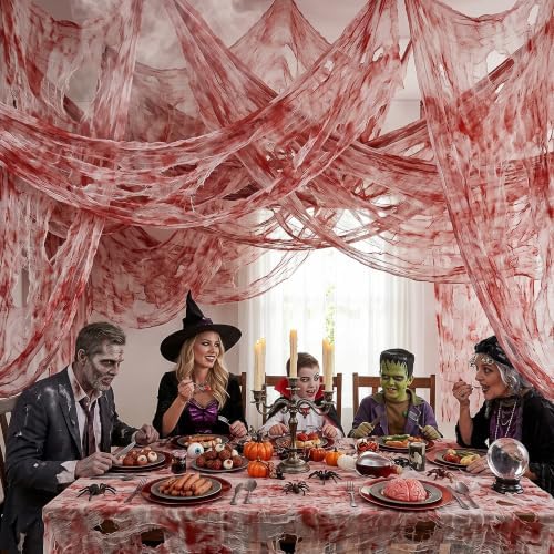 Tlswshsy 500'' x 39''Large Halloween Creepy Cloth, Spooky Gauze Decoration