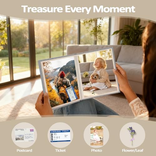 Popotop 2 Pack Photo Album 4x6 Pictures, Small Linen Slip-in Photo Albums Book for 80 Photos with 40 Pockets, Birthday Gifts for Women Mom Family Baby
