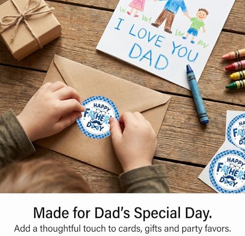Father’s Day Stickers 60 Pcs, Happy Fathers Day Stickers for Gift Wrapping Cards Envelopes Treat Bags, Best Dad Ever Round Labels for Father’s Day Supplies Family Party Decorations