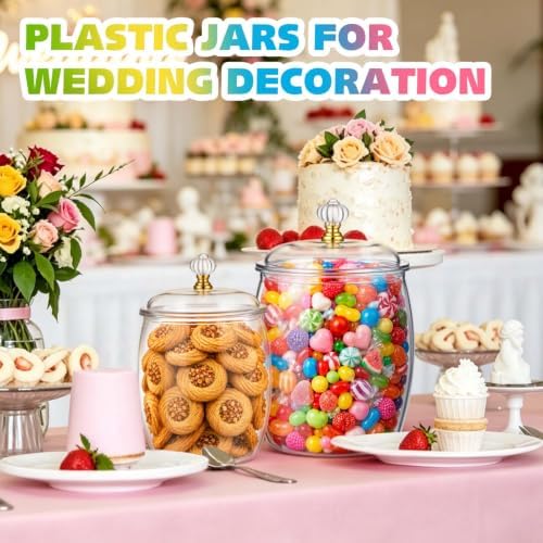 mwellewm 2Pc Candy Jars with Lids&Spoons Plastic Cookie Dispenser Container