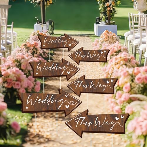 Wedding Welcome Signs for Reception Outdoor Weddings This Way Decor 10 Pack