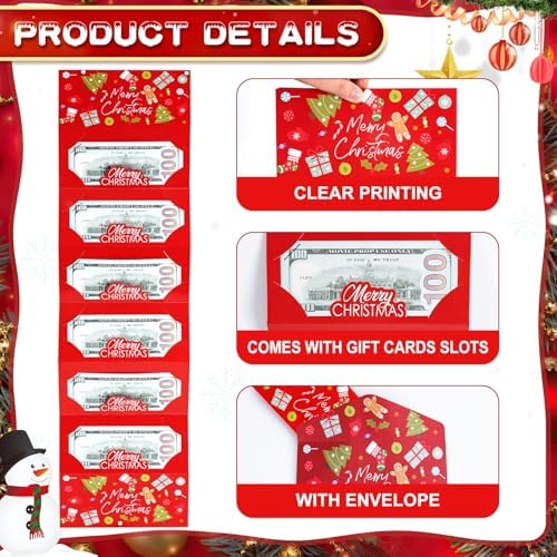 12 Pack Christmas Money Holders for Christmas Cash Gifts