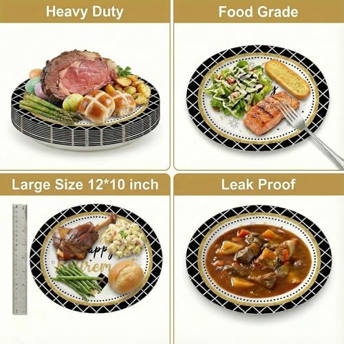 Dereinwo 50 Pcs Retirement Paper Plates and Napkins Set