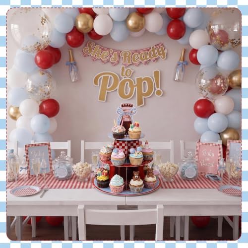Willinglong 1 Pcs Shes Ready to Pop 3 Tier Cupcake Stand