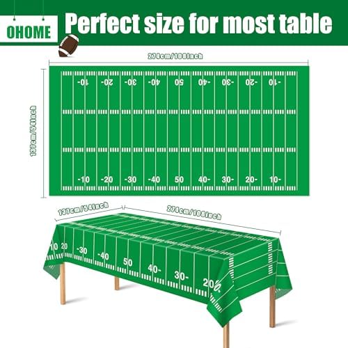 OHOME Football Party Decorations - Super Game Bowl Party Decorations 2027 - Disposable Tablecloth Plastic Table Covers for Football Game Birthday Football Parties Decor Supplies 54" X 108",2 Pack