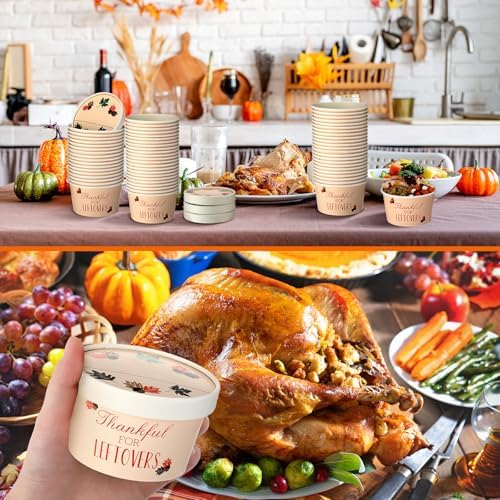 Willinglong 24 Pcs Thanksgiving Paper Containers with Lids Disposable Fall