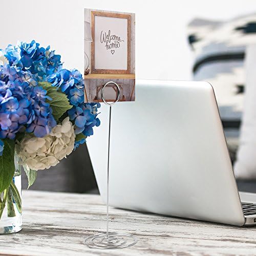 10 Pack 8.75 inch Tall Table Number Holders Place Card Holder Table Picture Holder Wire Photo Holder Clips Picture Memo Note Photo Stand (Silver)
