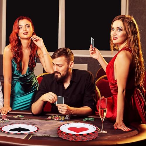 Whaline 40 Pcs Casino Party Paper Plates for Las Vegas Themed Party Supplies Poker Event Game Disposable Plates 4 Designs Tableware for Casino Night Birthday Poker Club Supplies Table Decor, 9 In