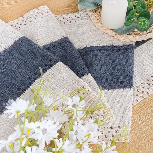 FEXIA Boho Table Runner for Home Decor 12x48 Blue Fall Rustic Decorations