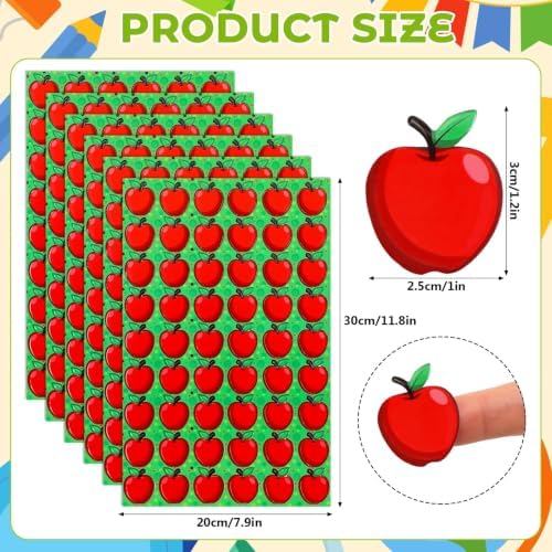JULBEAR 300Pcs Back to School Apples Foam Stickers for Kids Reward Chart