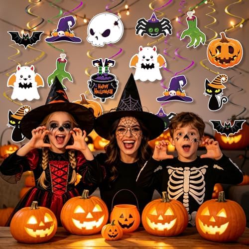 24Pcs Halloween Hanging Swirls Cutout Decorations for Party Ceiling