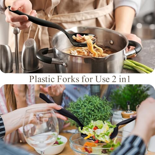 Mwellewm 72Pcs Plastic Serving Utensils Set, Disposable Spoons Tongs Forks (Pack of 2)