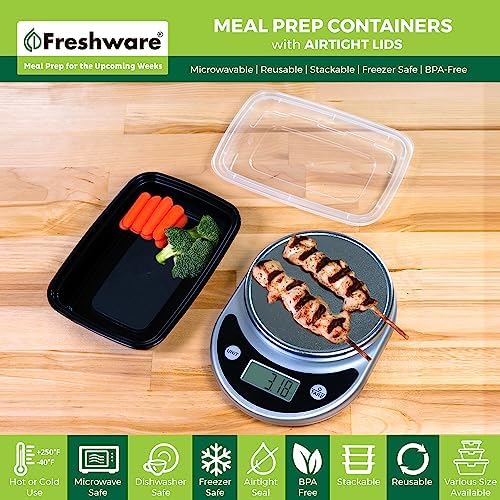 Freshware Meal Prep Containers 1 Compartment with Lids, Food Storage Containers, Bento Box, BPA Free, Stackable, Microwave/Dishwasher/Freezer Safe,24OZ (Pack of 300)