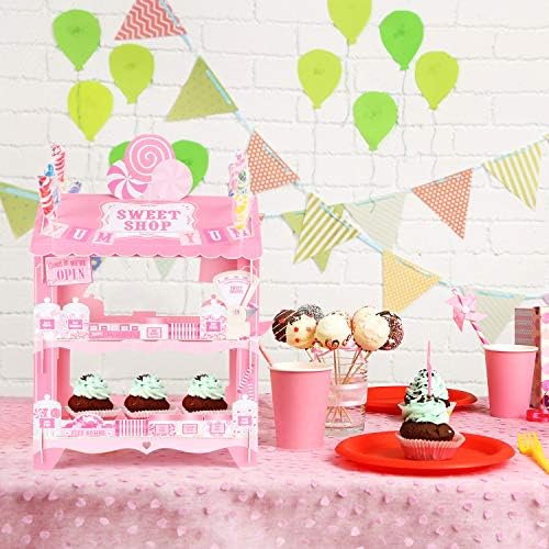 Pink Cupcake Stand Candy Cart Cake Holder Lollipop Display Stands for Birthday Barbecue Picnic Weddings Afternoon Tea Theme Party Decorations Sweet Shop House