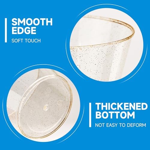 RACETOP 9 oz 200 Pack Gold Glitter Plastic Cups