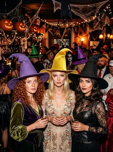 HOMELEX Adult Witch Hat, Tattered Lace Costume Hat for Halloween