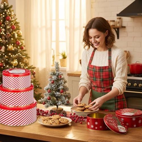 Yaomiao 9 Pcs Christmas Cookie Tins 3 Sizes, Snowman, Santa Claus