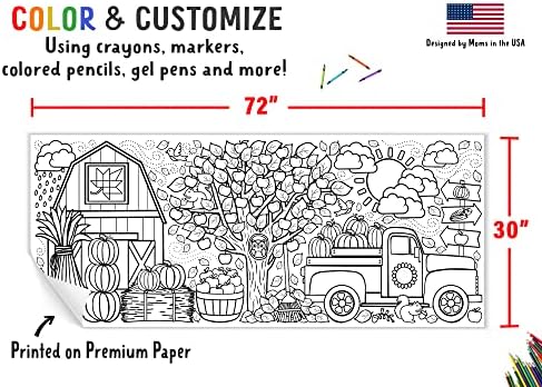 Tiny Expressions Fall-Themed Giant Coloring Tablecloth for Kids