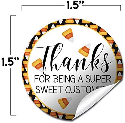 Halloween Thank You Stickers, 60 Pack 1.5 Inch Candy Corn Customer Appreciation Labels for Fall Packaging, Treat Bags and Small Business Orders, Made in USA by Amanda Creation