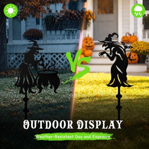 Halloween Solar Lighted Yard Stakes, 4-Pack (Witch Yard Stakes)
