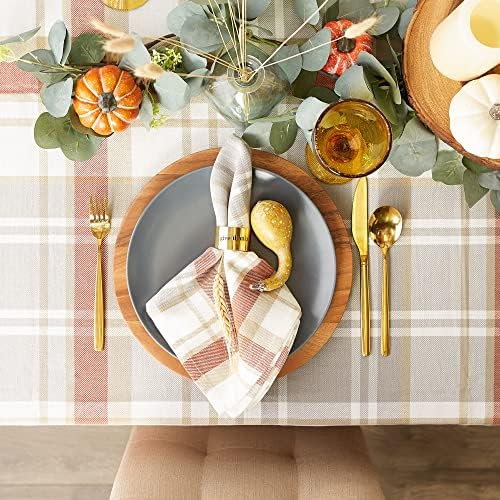 DII Thankful Autumn Collection Fall Tabletop Decoration, Rectangle Tablecloth, 60x104, Cozy Picnic Plaid