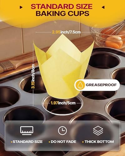 Katbite Tulip Cupcake Liners Holders 200PCS, Muffin Baking Cups
