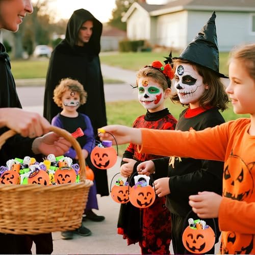 432PCS Halloween Party Favors, Mini Pumpkin Buckets, Halloween Toys