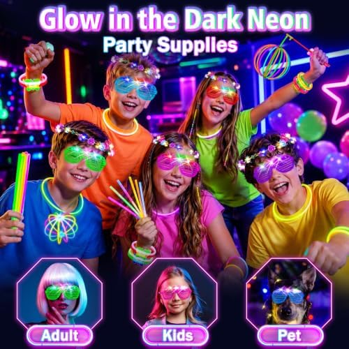 OLUPP 322Pcs Glow in the Dark Party Supplies, Kids Halloween Party Favors
