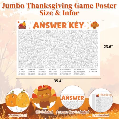Giant Thanksgiving Word Pattern Find It Game for Family Office Large Group