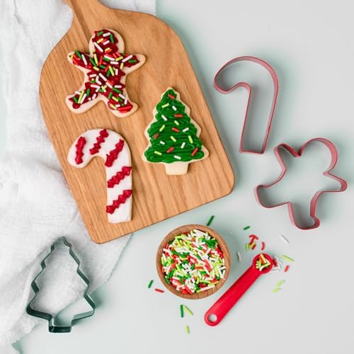 Sweets Indeed Cookie Cutters with Sprinkle Mix & Candy Eyeballs – 2 oz Sprinkles, Food-Safe Cookie Cutters, Baking & Decorating Kit (Christmas)