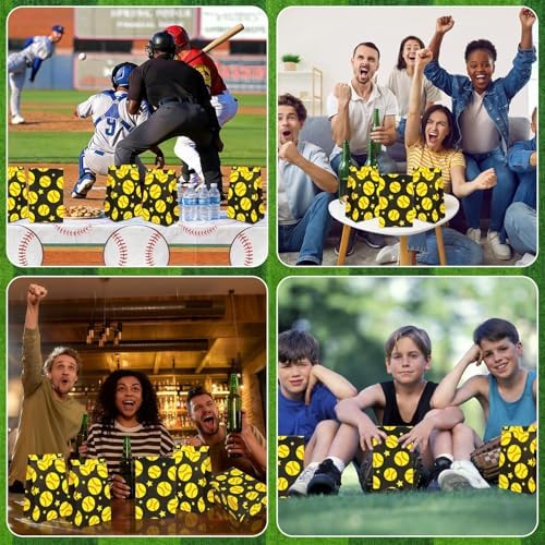 FEBSNOW 20Pcs Softball Paper Gift Bags with Stickers for Sport Party Favors
