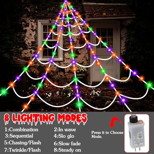 Halloween Decorations Outdoor Spider Webs: 17.4Ft Light Up Spider Web Decor