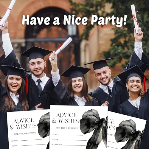 Graduation Advice Cards 2026 - Elegant Bows High School or College Graduation Cards for The Graduate, 25 Pack Wishes and Well-being Message Collection Elegant Advice and Wishes Keepsake - A07