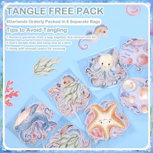 Xinnun 8 Pcs Sea You Soon Baby Shower Decorations Under The Sea Garlands