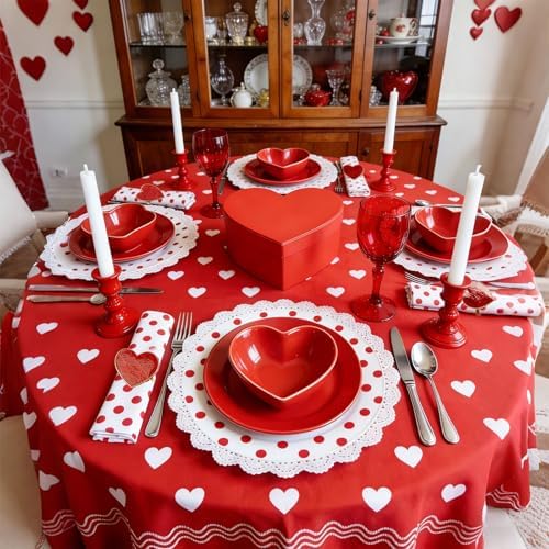 Red Heart Napkin Rings Set of 8 for Valentine's Day, Metal Heart Love Napkin Holders with Gold Buckles for Valentine's Day, Mother's Day, Wedding, Anniversary Dinners, Parties Table Decoration