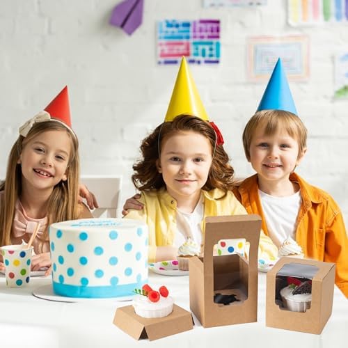 BOOMIBOO 25 Pack Individual Cupcake Containers, Cupcake Boxes with Window
