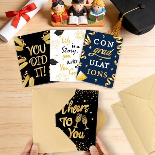 4 Sets Graduation Gift Card Book, Congrats Grad Money Holder Cards with Envelopes, Graduation Gift Card Booklet Organizer for Class of 2026, Students, Friends