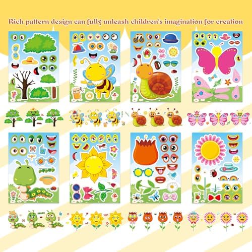 24 Sheets Make Your Own Stickers, Creative Game Stickers for Kid Toddlers