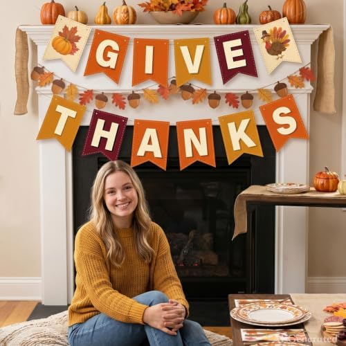 Thanksgiving Decorations Give Thanks Banner