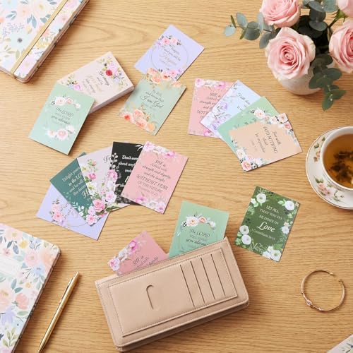 60 Pcs Christian Prayer Cards Bulk for Women Scripture Cards with Bible Verses Faith Religious Gifts Mini Scripture Wallet Card for Church Women Gift Party Favor Supplies