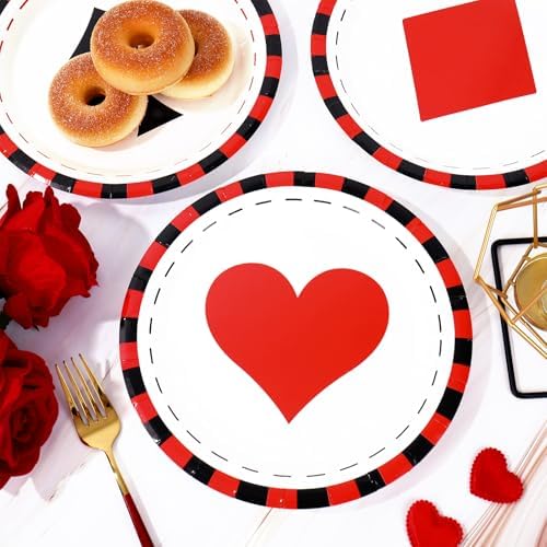 Whaline 40 Pcs Casino Party Paper Plates for Las Vegas Themed Party Supplies Poker Event Game Disposable Plates 4 Designs Tableware for Casino Night Birthday Poker Club Supplies Table Decor, 9 In